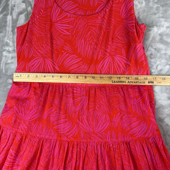 Tommy Hilfiger‎ Tropical Maxi Dress Size 8 Red Magenta Sleeveless Tiered (0721) - Picture 11 of 13